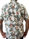 Camisa Shein Hombre Cuello Americano Manga Corta Natural Blanco Floreado S