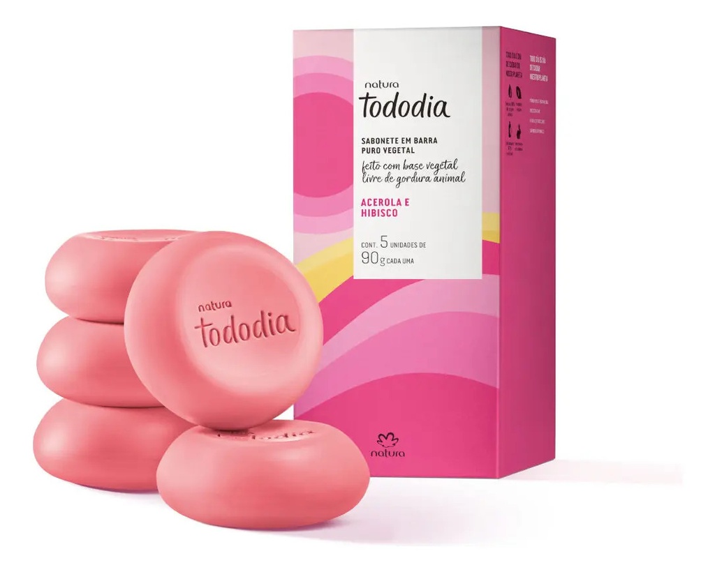Jabón Natura Tododia Acerola E Hibisco 5 Unidades De 90g