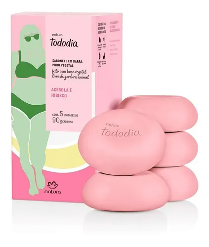 Jabones En Barra Vegetal Acerola E Hibisco Tododia 5x90g