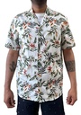 Camisa Shein Hombre Cuello Americano Manga Corta Natural Blanco Floreado S