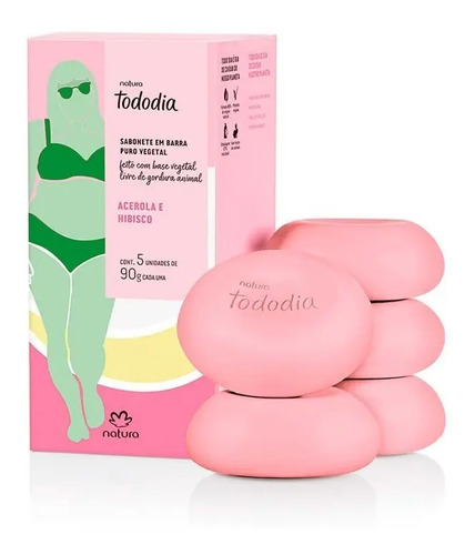 Jabón Natura Tododia Acerola E Hibisco 5 Unidades De 90g