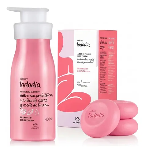 Crema 400ml Y Jabon 5un Natura - Frambuesa Y Pimienta Rosa